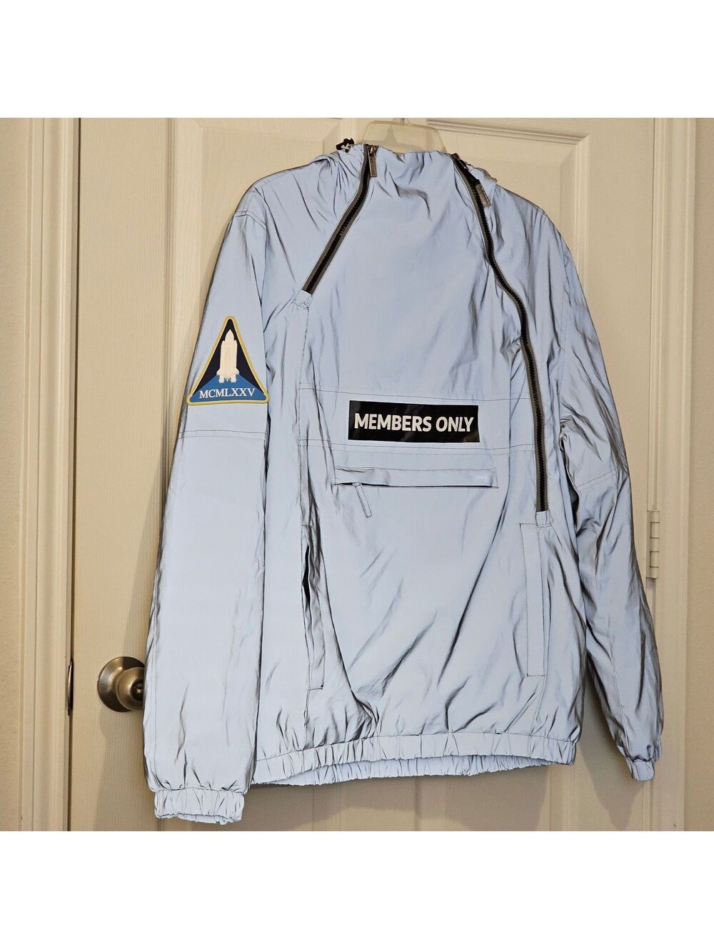 Members Only NASA Sport Space Suit Quilted Jacket Reflective Pullover size L